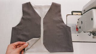 Have You Ever Seen The Way To Sew A Vest With Lining Easily Like This ⭐️ Tailor Nour [upl. by Shipp]