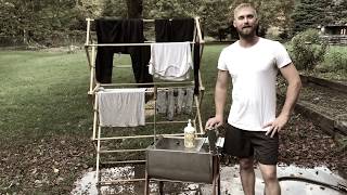 Washing clothes without electricity Lehmans washer and wringer set [upl. by How]