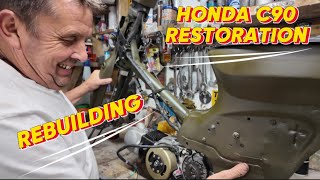 Honda C90 Restoration Project  Rebuilding  Part 3 of 4 [upl. by Ayrad]