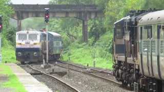 Indian RailwaysWDP4D 40101 Netravati express snakes in at Vaibhavwadi [upl. by Kristy]