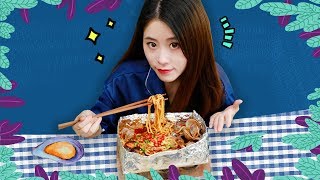 E54 How to cook spicy clam rice noodles at office with a brick  Ms Yeah [upl. by Cibis]