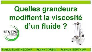 Quelles grandeurs modifient la viscosité dun fluide  BTS TPIL [upl. by Malonis]