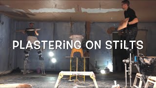 Plastering on stilts  plastering guru [upl. by Laeno]