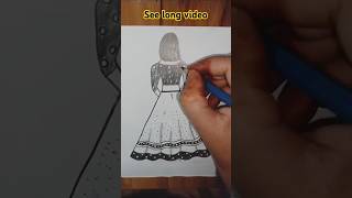 How to draw a girl  Beautiful dress 👗 with beautiful lehenga  trending drawing shorts [upl. by Quennie]