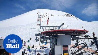 Ski lift malfunction causes chaos on the slopes  Daily Mail [upl. by Enilkcaj]