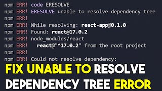 How to Fix npm ERR ERESOLVE Unable to Resolve Dependency Tree React Error in Visual Studio Code [upl. by Moretta729]