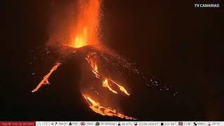 Day 36 Lightning strike captured on camera La Palma Volcano [upl. by Ahsiekrats]