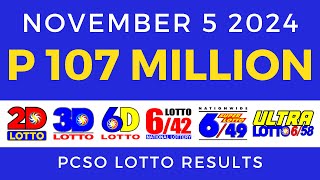 Lotto Result Today 9pm November 5 2024 PCSO [upl. by Erdna]