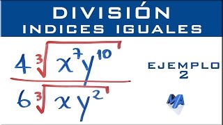 Division de radicales del mismo indice  Ejemplo 2 [upl. by Newcomb]