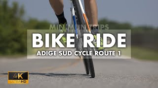 A bike ride on the Adige Sud Cycle Route Legnago towards Villa Bartolomea  Video 4K [upl. by Adnohsad]