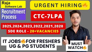 Raja Software Labs Job Drive 2024  20 SDE Positions  7 LPA Salary  OffCampus Hiring for Fresher [upl. by Oigimer963]