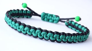 DIY Macrame Style Bracelet  3 Strand Square Knot Cobra Knot Sliding SystemCBYS Paracord Tutorial [upl. by Pasahow989]