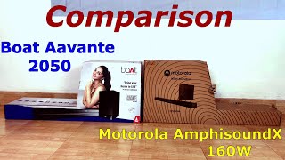 Boat Aavante bar 2050 vs Motorola AmphisoundX 160W 21 channel home theatre system comparison [upl. by Elocyn]