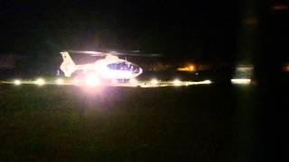 Hélicoptère SAMU Lorraine EC 135 T2 FHNLO décollage de nuit [upl. by Enitsyrk]