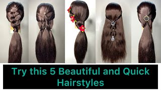 Try this 5 Beautiful amp Quick Festive Hairstyles💢❤️easyhairstylehairstyletutorial viralhacks yt [upl. by Akeihsal]