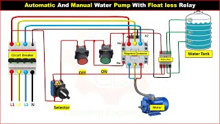 Automatic And Manual Water Pump with Float less Relay learningengineeringbangla electrical [upl. by Aehtla964]