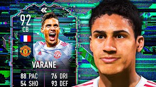 THE BEST CB IN THE GAME 🤯 92 FLASHBACK VARANE PLAYER REVIEW  FIFA 22 Ultimate Team [upl. by Kashden]