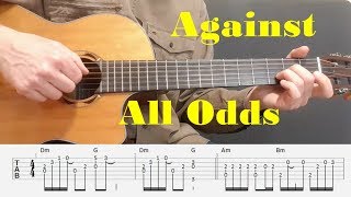 Against All Odds  Phil Collins  Fingerstyle guitar with tabs [upl. by Adanama]