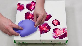 596 Amazing Peach and Plum Balloon Dip Technique Painting [upl. by Eiram]