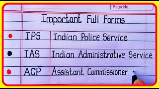 Important Full Form  IPS IAS ACP DCP DIG DGP UPSC Full Forms [upl. by Thapa]