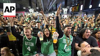 Boston fans celebrate as Celtics win 18th NBA championship [upl. by Anaiuq]