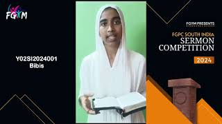 FGYM  SERMON COMPETITION SOUTH INDIA 2024  Y02SI2024001  Bibisha K  FGPC Pacode [upl. by Alaikim]