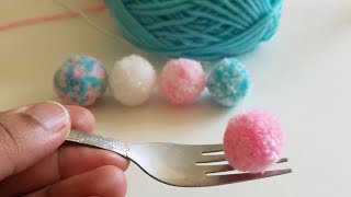 How to Make Mini Yarn Pom Poms Easy DIY [upl. by Carmine]