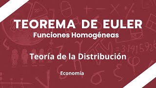 TEOREMA DE EULER para Funciones Homogéneas [upl. by Akirderf]