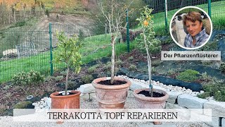 Einfach erklärt  Tontopf  Terrakottakübel  Pflanzenkübel mit Riss reparieren  kleben [upl. by Monica563]