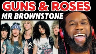 GUNS AND ROSES Mr Brownstone REACTION  This is classic G n R I love it First time hearing [upl. by Arhsub552]