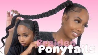 How To Braided Ponytail Using Braiding Hair  Braided Pigtails Tutorial [upl. by Nylzzaj]