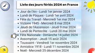 Liste des jours fériés pendant lannée 2024 en France [upl. by Divadnahtanoj]