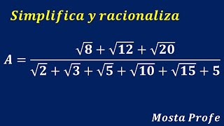 Simplificar y Racionalizar la Expresión con Sumas de Raices Cuadradas en Numerador y Denominador [upl. by Kirch]