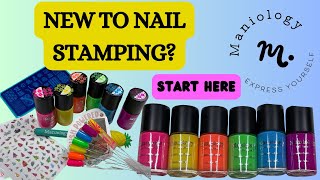 MANIOLOGY STARTER KIT ☘️ Beginner Stamping  Neon Water Marble  How To DIY Nail Art Tutorial [upl. by Templas349]