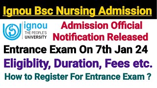 Ignou Bsc Nursing Admission 2024  Fees Eligibility Last Date amp Online Application Form [upl. by Arral]