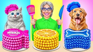 Me vs Grandma Cooking Challenge with Cat and Dog  Kitchen War by Multi DO Smile [upl. by Orgell]