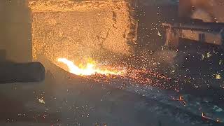 Tapping metal from blast furnace metal engineering furnace blast gas india industrial [upl. by Anial]