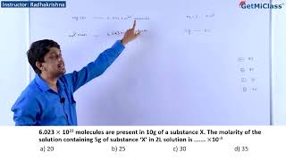 Molarity of solution KCET 11th Chemistry Some Basic Concepts of Chemistry [upl. by Cicenia]