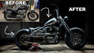 Harley Davidson Sportster to Hardtail Bobber Fabrication Build in 20 Minutes [upl. by Ennaed332]