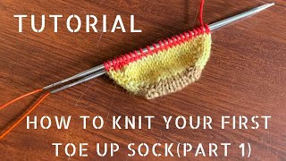 Tutorial 6  How to Knit Custom ToeUp Socks  Part 1 Cast on with DPNs [upl. by Piper]