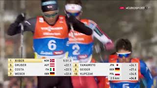 201819 combinata 10 km Seefeld2 Mondiali  Jarl Magnus Riiber Bernhard Gruber Akito Watabe [upl. by Doreen]