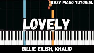 Billie Eilish Khalid  Lovely Easy Piano Tutorial [upl. by Thorsten]