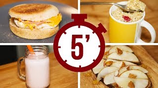 PETIT‑DÉJEUNER  4 RECETTES À FAIRE EN 5 MINUTES [upl. by Penney]