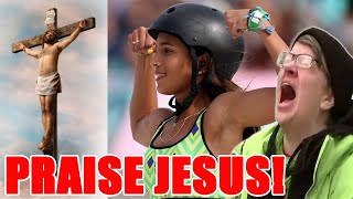 Skateboarder BANNED from PRAISING JESUS at Olympics after winning Says FK OFF and does it anyway [upl. by Rattray]