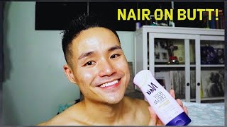 Removing BUTT HAIRS Using NAIR Cream  A Visual Guide [upl. by Anirdnajela771]