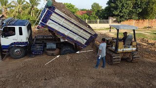 Incredible Project Unloading by Dump Truck 8Ton and Bulldozer D23 [upl. by Zak]