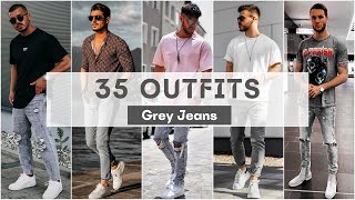 35 Grey Jeans Outfit Ideas For Summer 2022  Gray Jeans  Mens Fashion 2022 [upl. by Spillar946]