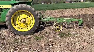 John Deere 730 Diesel Tractor Plowing [upl. by Yrrad365]