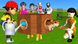 Scary Teacher 3D vs Squid Game Trying Catch Rodent Mouse in Wooden Pipe to Cage 5 Times Challenge [upl. by Callas]