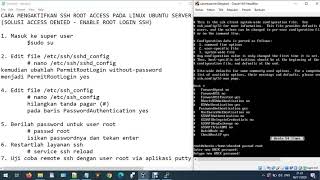 CARA MENGAKTIFKAN SSH ROOT ACCESS PADA LINUX UBUNTU SERVER [upl. by Hultin]